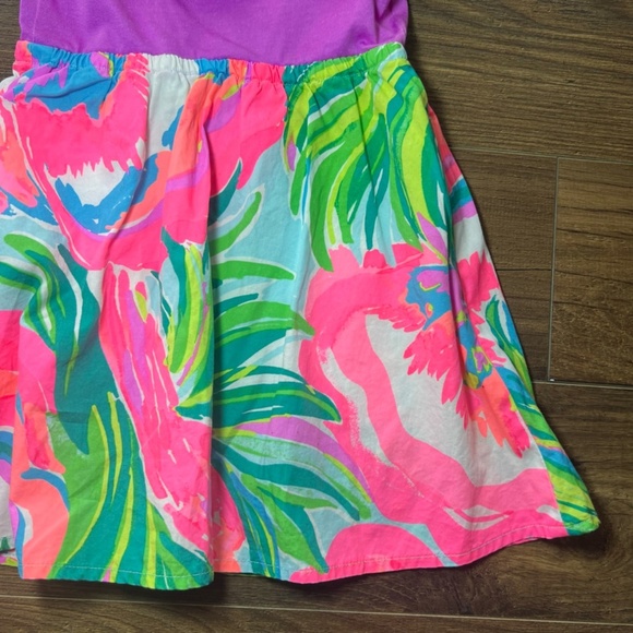 Lilly Pulitzer Girls Brit Dress Paradise Bound Ruffle Purple Pockets Size XS 2-3 - Picture 11 of 13